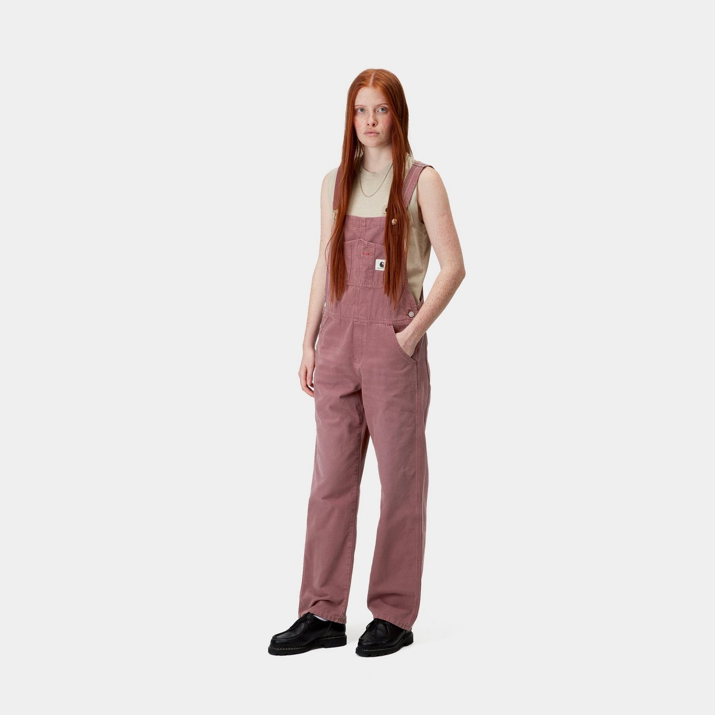 Women's Bib Overall Straight - Canvas | Dusky Pink (stone canvas)