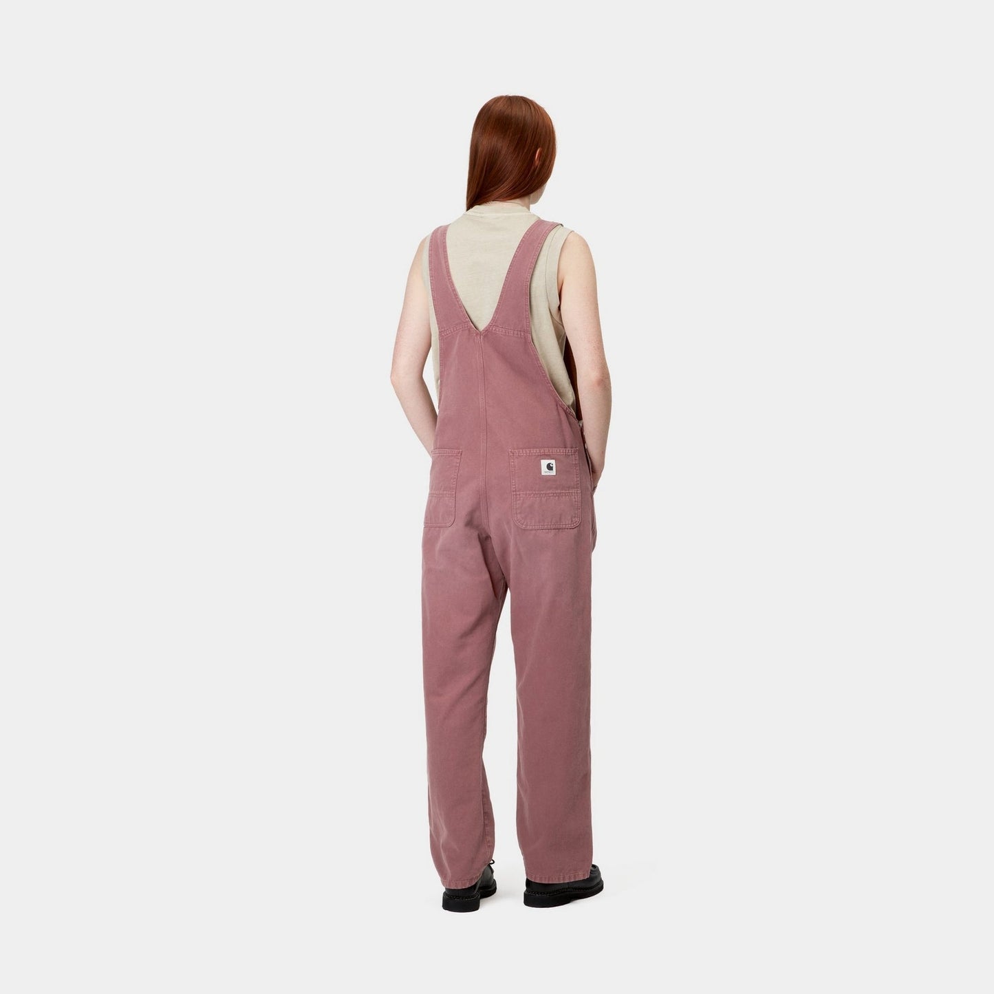 Women's Bib Overall Straight - Canvas | Dusky Pink (stone canvas)